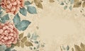 Vintage Floral Paper Style Illustration Frame Flower Postcard Graphic Banner Website Flyer Ads Gift Card Template Royalty Free Stock Photo