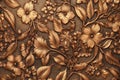 Vintage floral pattern on brown leather background,  Floral ornament Royalty Free Stock Photo