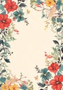 Vintage floral pattern frame 80s retro nostalgic Royalty Free Stock Photo