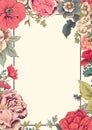 Vintage floral pattern frame 80s retro nostalgic Royalty Free Stock Photo