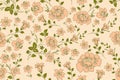 Vintage floral pattern textile design with stylized flowers and botanical elements. Royalty Free Stock Photo