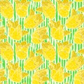 Vintage floral pattern with yellow tulips