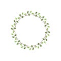 Vintage floral round frames. Green decorative ivy wreath. Vector illustration Royalty Free Stock Photo