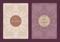 Vintage floral save the date or wedding invitation card collection. Retro vector romantic card template.