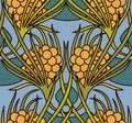 Vintage floral seamless ornament on blue background. Vector illustration. Royalty Free Stock Photo