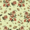 Vintage floral seamless pattern. Blooming dark flowers, Victorian wildflowers