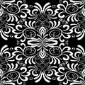 Vintage floral seamless pattern. Damask black white background. Royalty Free Stock Photo