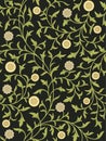 Vintage floral seamless pattern on dark background. Vector illustration. Royalty Free Stock Photo