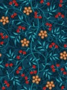 Vintage floral seamless pattern on dark background. Vivid colors. Vector illustration. Royalty Free Stock Photo