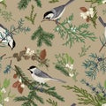 Floral seamless pattern with birds Royalty Free Stock Photo