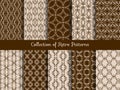 Vintage floral seamless pattern set. Retro asian tile samples on sepia background Royalty Free Stock Photo