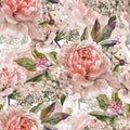 Vintage floral seamless watercolor pattern