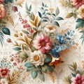 Vintage Floral Tapestry. Richly detailed vintage floral wallpaper with a variety of flowers and leaves. Royalty Free Stock Photo