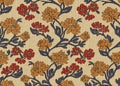 Vintage floral upholstery fabric seamless pattern cream background