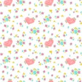 Digital drawn vintage seamless wall paper with flowers, botanical design Royalty Free Stock Photo
