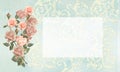 Wedding invitation, postcard, label, flyer with roses and monograms in vintage style