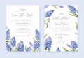 Vintage Floral Wedding Invitation, Save The Date , blue antique wedding with Watercolor flowers.