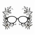 Vintage Floral Wreath Glasses Vector Design