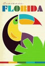 Vintage Florida Travel Poster Grunge Parrot