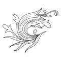 vintage flourish ornament. floral retro pattern antique style. Black and white engraved ink art