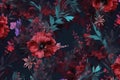 vintage flower nature peony perfume background decoration dark bouquet burgundy wallpaper. Generative AI.