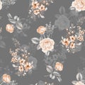 vintage flower seamless pattern with metallic color ground digital textile print design Royalty Free Stock Photo
