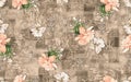 vintage flower seamless pattern with metallic color ground digital textile print Royalty Free Stock Photo