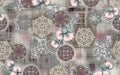 vintage flower seamless pattern with metallic color ground digital textile print Royalty Free Stock Photo