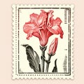 Vintage Flower Stamp: Graphic Design Poster Art With Realistic Forms