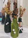 vintage flower vase with dried flowers