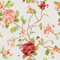 Vintage Flowers - Floral Hortensia Background - Seamless Pattern