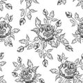 Vintage flowers and leaves. A bouquet of roses. Seamless patterns. Royalty Free Stock Photo