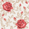 Vintage flowers and leaves. A bouquet of roses. Seamless patterns. Royalty Free Stock Photo
