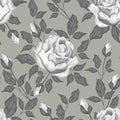 Vintage flowers and leaves. A bouquet of roses. Seamless patterns. Royalty Free Stock Photo