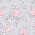 Vintage flowers and leaves. A bouquet of roses. Seamless patterns. Royalty Free Stock Photo