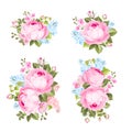 Vintage flowers set overwhite background. Royalty Free Stock Photo