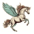 Vintage Flying Winged Horse Tattoo Vector Illustration