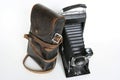 Vintage Folding Camera with Case Royalty Free Stock Photo