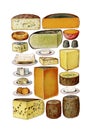 Vintage food cheese clip art set