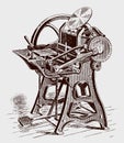 Antique foot-treadle platen printing press