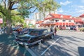 Vintage Ford Galaxie Fairlane parked on street for car show Royalty Free Stock Photo