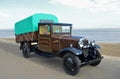 Vintage 1932 Ford Truck ANO 352 Parked on seafront promenade.