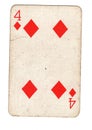 A vintage four of diamonds playing card.