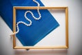 Vintage frame with blue metallized paper Royalty Free Stock Photo