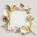 Vintage frame with calla lily flowers and leaves. Vector illustration. Royalty Free Stock Photo