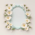 Vintage frame with daisies and white flowers. Vector illustration. Royalty Free Stock Photo