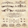 Vintage frame elements. Calligraphy borders and corners filigree classic retro vector design template Royalty Free Stock Photo