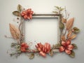 Vintage frame with flowers and leaves