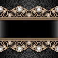 Vintage frame with jewelry gold borders Royalty Free Stock Photo