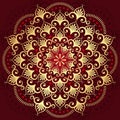 vintage frame with lacy golden and red gradient mandala Royalty Free Stock Photo